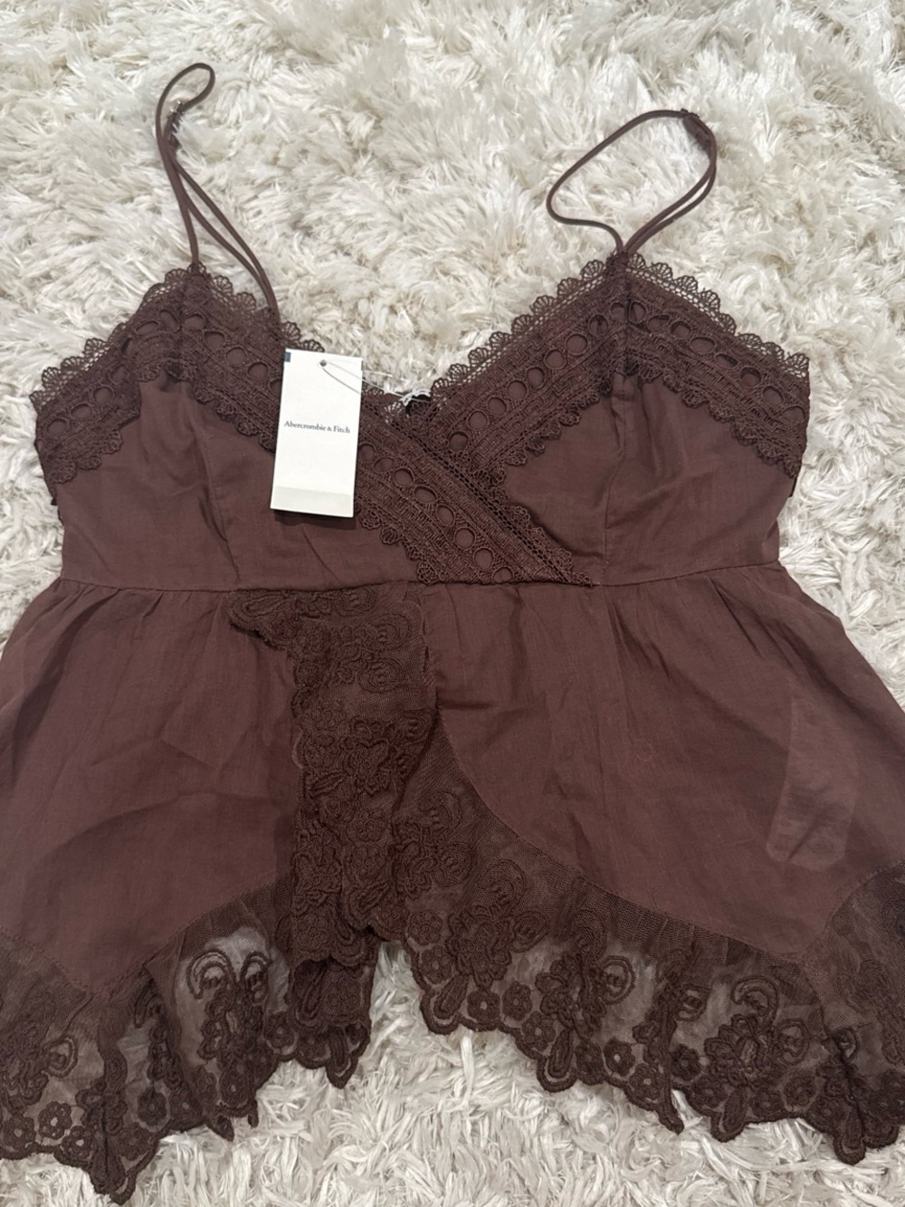 Abercrombie & Fitch Brown Lace-Trim Camisole Top